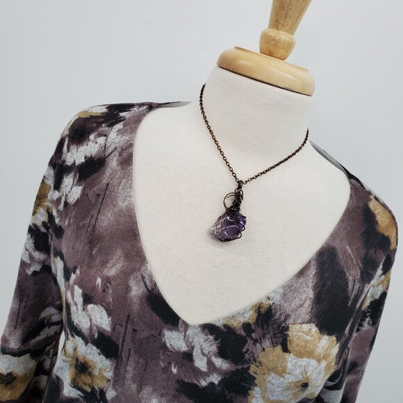 Womens L Boho Floral Mini Dress Long Sleeve Purple Yellow V-Neck Tunic Lined - Picture 9 of 15